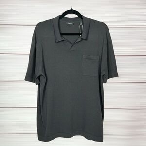 NWT Men’s Esprit Polo Shirt Short Sleeve Gray Jersey size L Fitted